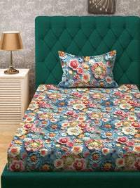 Myntra Elegant Homes Biru Dilengkapi Cadar 7D Single 300 TC Dengan 1 Sarung Bantal-225X150 cm