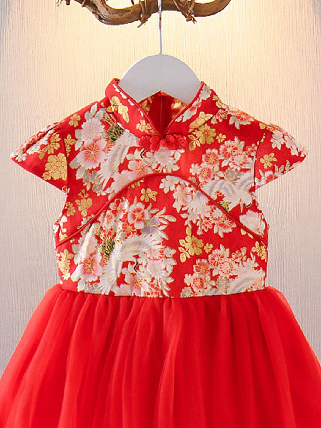 YK Girls Floral Printed Cotton Fit & Flare Dress