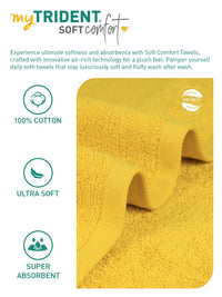 MYTRIDENT Yellow Cotton 500 GSM Bath Towel