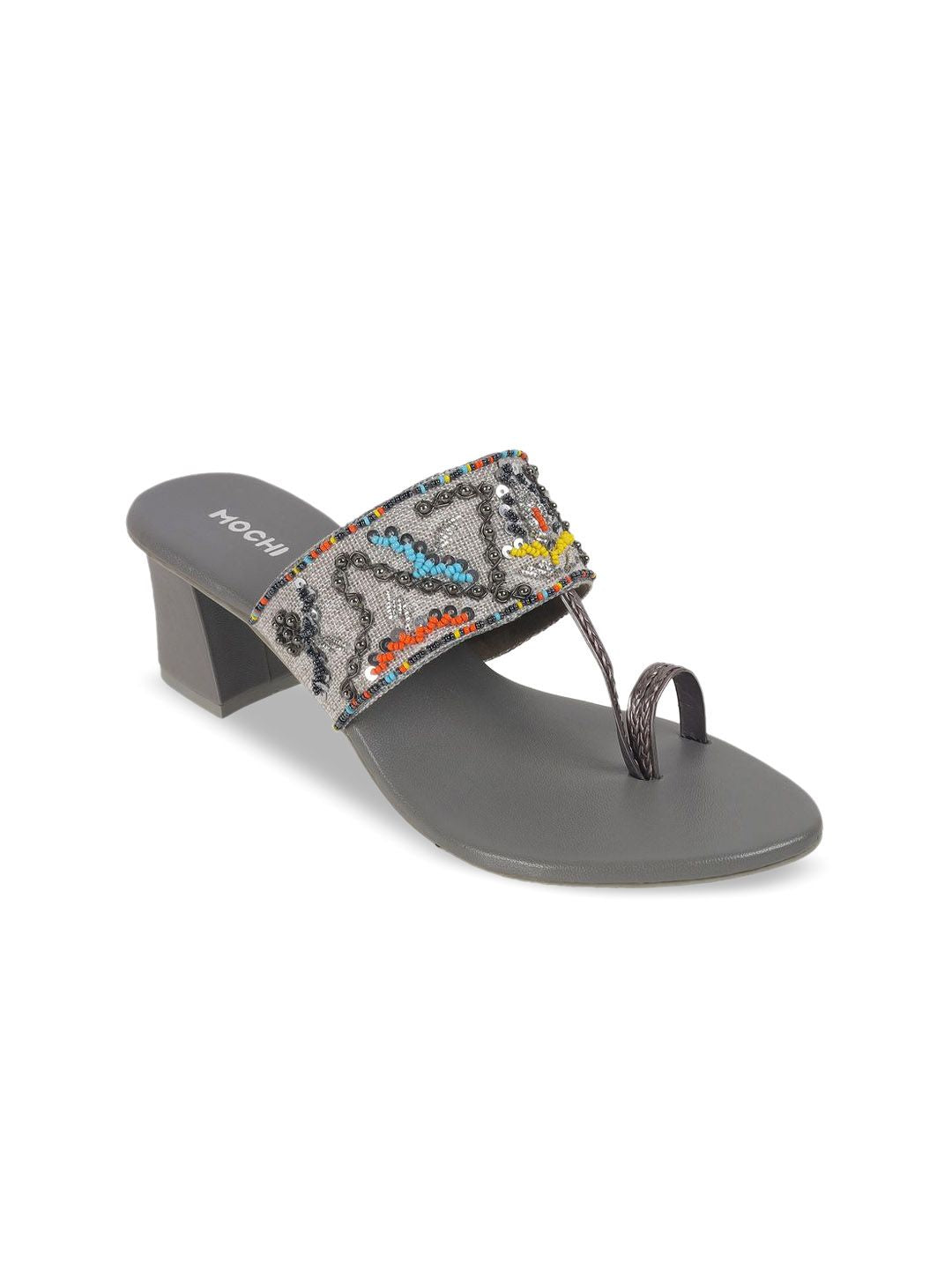 Mochi Women Printed Open Toe Block Heel Sandals