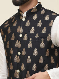 SOJANYA Mandarin Collar Kurta With Churidar & Nehru jacket