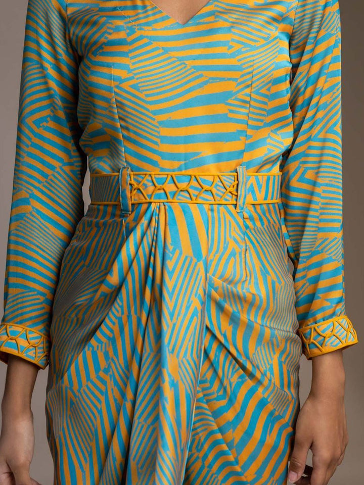 Mamicha Abstract Printed Satin Sheath Dress