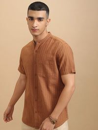 Highlander Men Dobby Textured Solid Casual Regular Fit Shirt