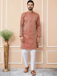 See Designs Ethnic Motifs Woven Design Long Sleeves Regular Straight Kurta & Pyjama