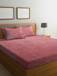KLOTTHE Fleno Rust Solid Wool 300 TC King Fine Bedsheet with 2 Pillow Covers-2.5 x 2.25 cm