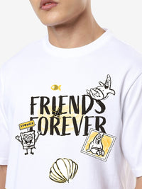 Bewakoof Men Graphic Printed Round Neck Pure Cotton Oversized Spongebob T-shirt