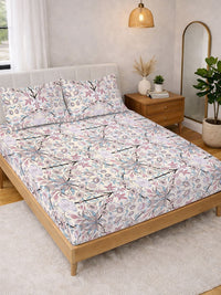 KLOTTHE Multi Floral  300 TC Super King Fine Bedsheets