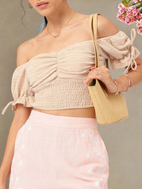 DressBerry Desert Dream Smocked Textured Crop Top