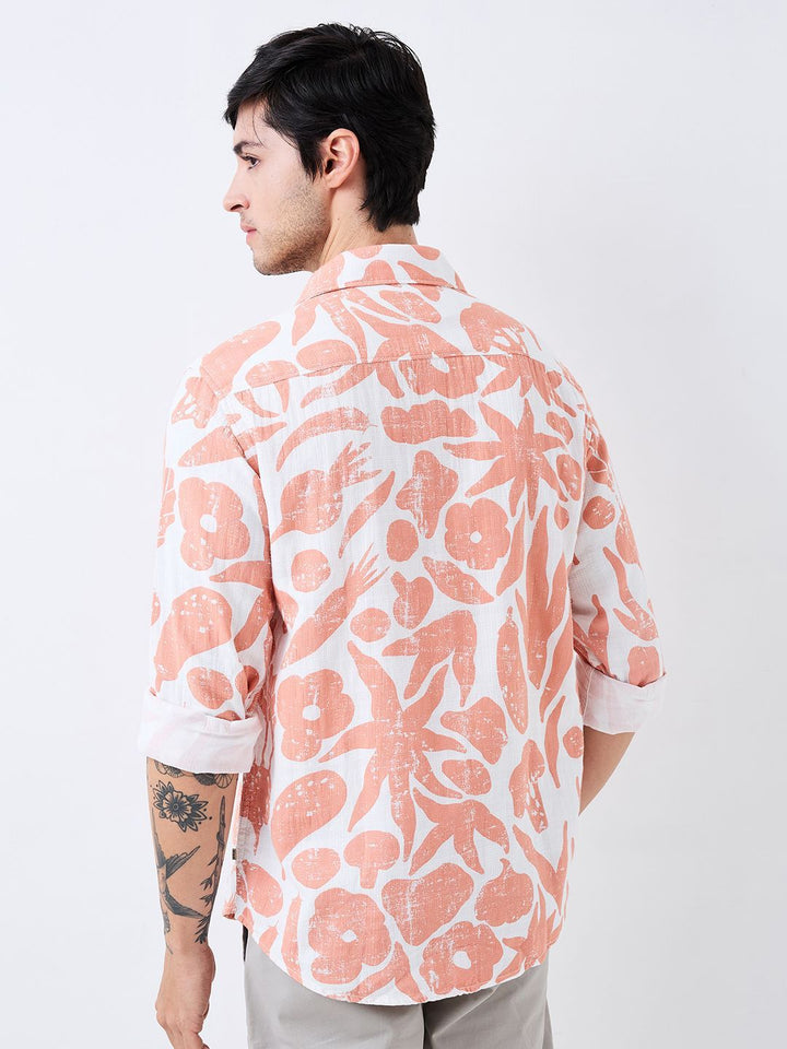 SPYKAR Men Slim Fit Spread Collar Floral Printed Cotton Casual Shirt