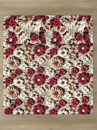 Myntra Elegant Cream Floral Printed Dilengkapi 300 TC King 7D Cadar & 2 Sarung Bantal