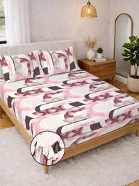 Myntra Elegant Homes Multicoloured Geometric 300 TC Bedsheet with 2 Pillow Covers
