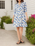 DressBerry Modern Minimalism Striped Swirls Shirt Dress