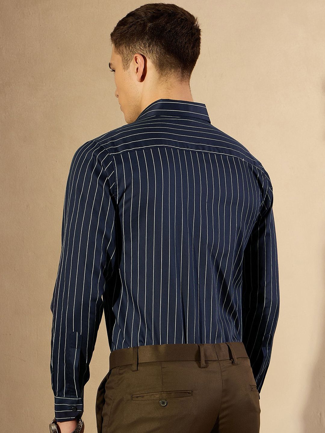DENNISON Men Vertical Striped Cotton Formal Shirt