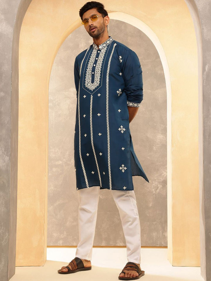 Anouk Men Floral Embroidered Kurta with Pyjama