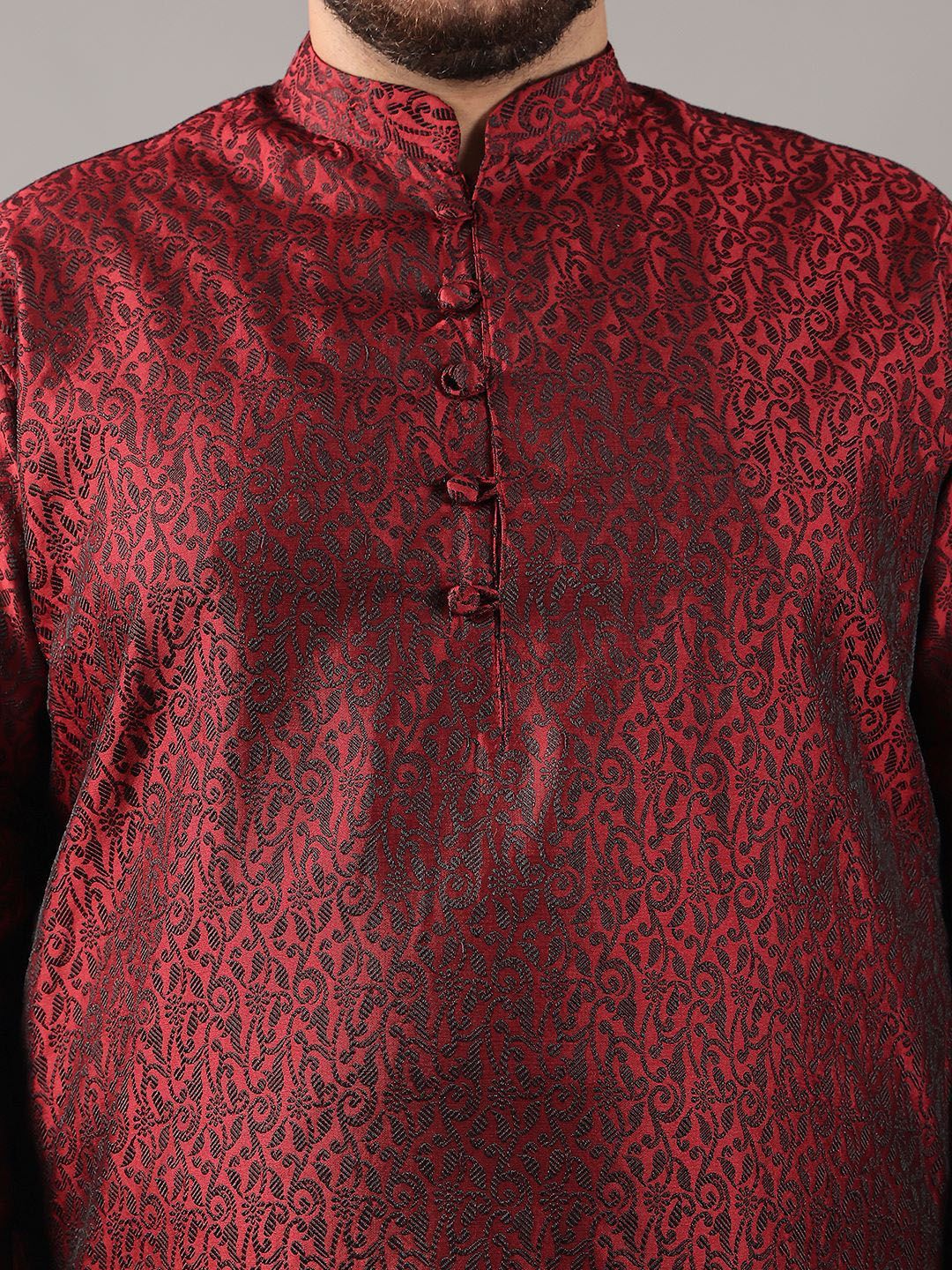 SOJANYA PLUS Plus Size Men Ethnic Motifs Woven Design Straight Kurta With Pyjamas