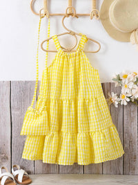 YK Checked Halter Neck Maxi Dress