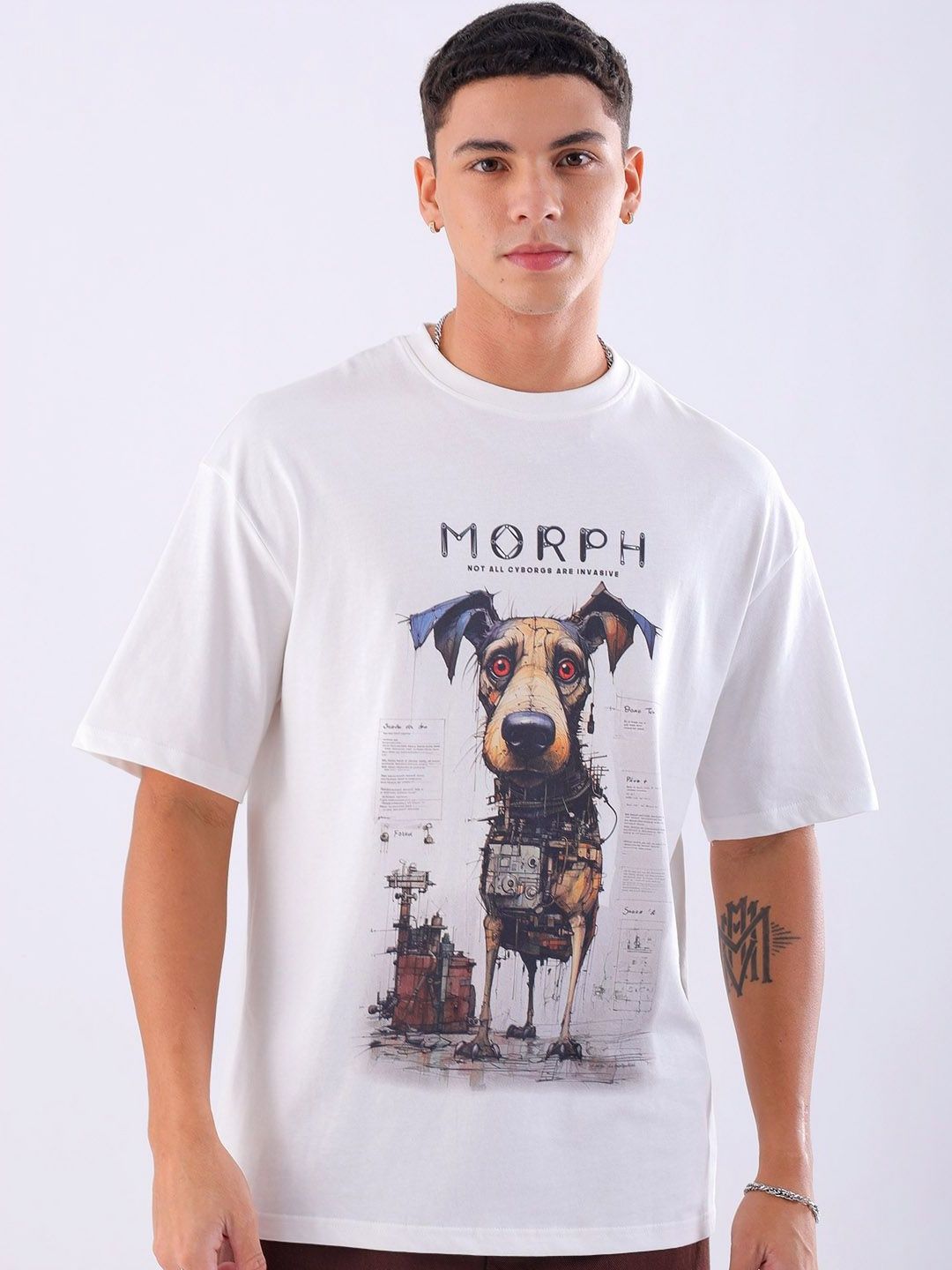 The Indian Garage Co Men Graphic Printed Round Neck Cotton Oversized T-shirt