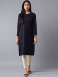 W Round Neck Straight Kurta
