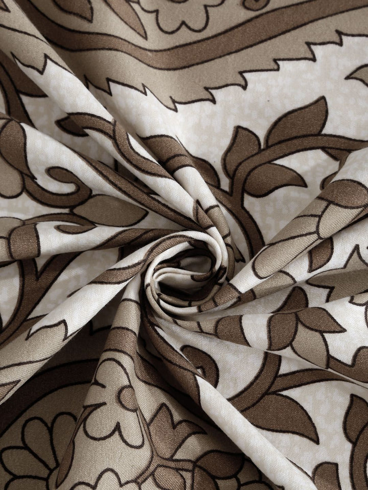 Myntra Elegant Homes Beige Paisley Polycotton Breathable 300 TC Single Cadar Halus dengan Sarung Bantal-89 x 59 inci