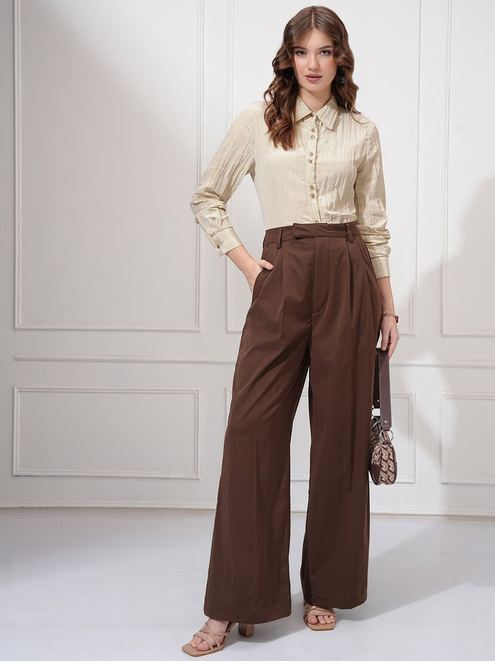 CHIC BY TOKYO TALKIES Women Spread Collar Textured Casual Shirt