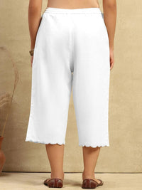House of Chikankari Women White Cotton Solid Seluar