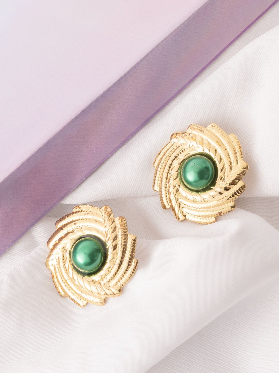 VOGUE PANASH Stainless Steel 18K Gold-Plated Circular Shape Studs