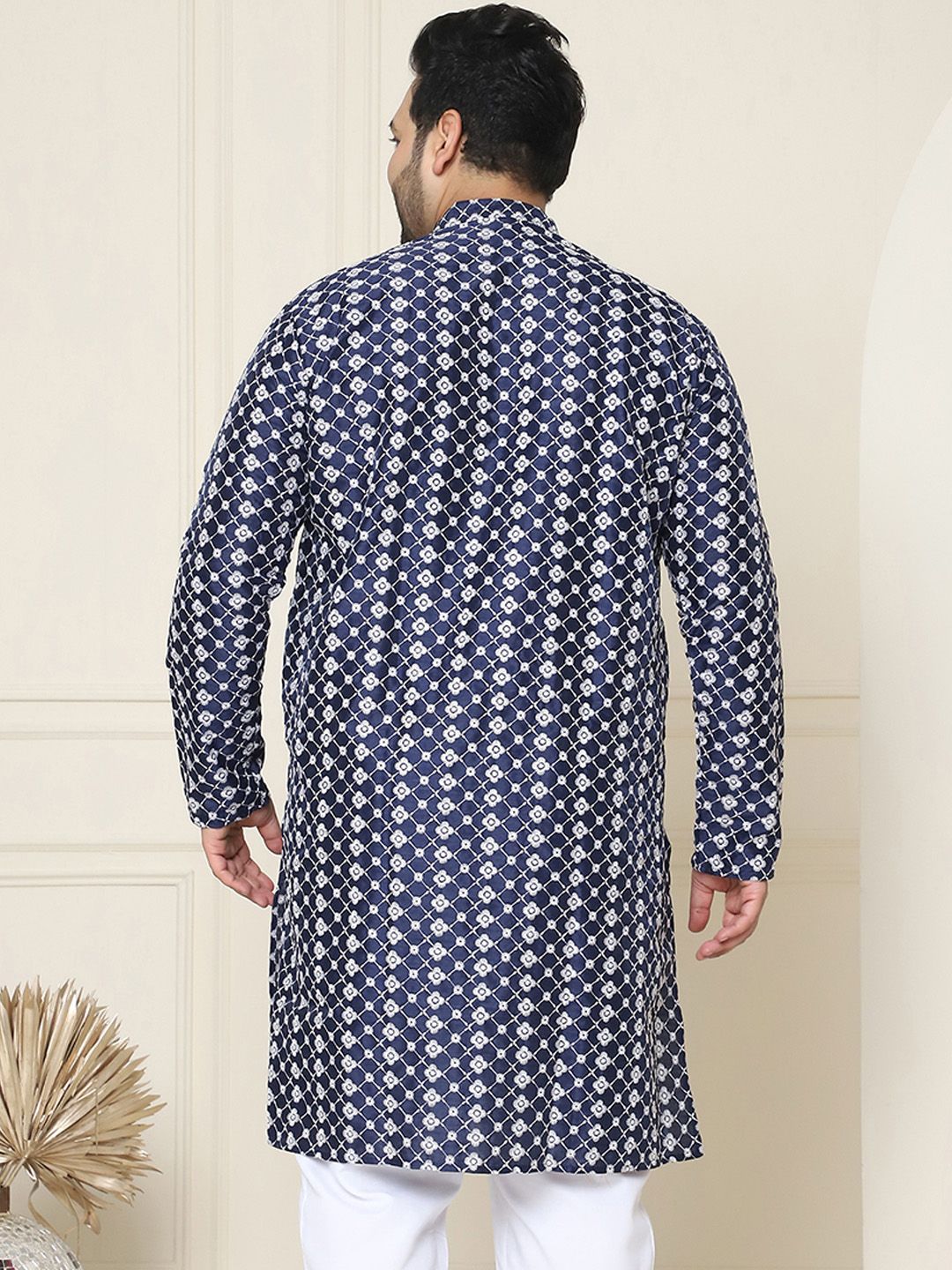 SOJANYA PLUS Kurta Lurus Kolar Mandarin Sulam Bunga