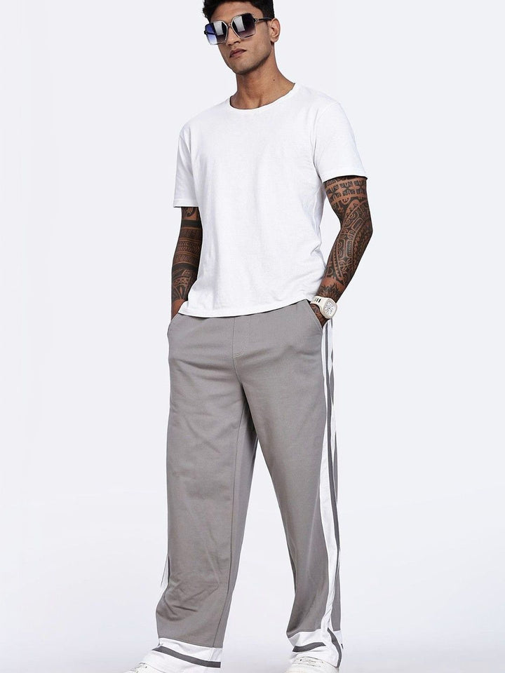 Eszett Men Grey High-Rise Seluar Baggy Biasa Dicuci Mudah
