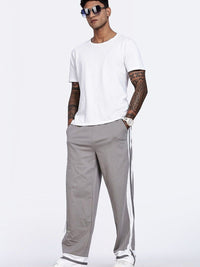 Eszett Men Grey High-Rise Seluar Baggy Biasa Dicuci Mudah