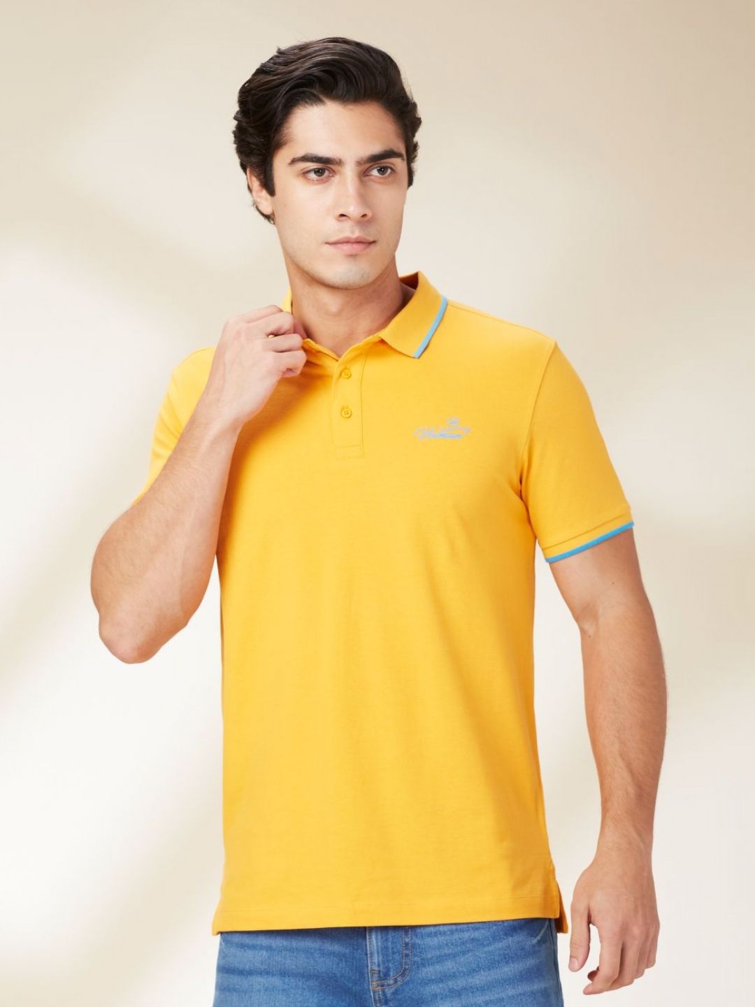 Being Human Men Solid Polo Collar Cotton T-Shirt