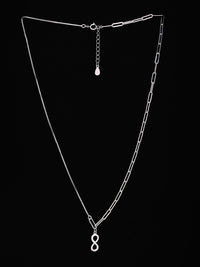PANASH 925 Sterling Silver Rhodium-Plated Cubic Zirconia-Studded Classic Necklace