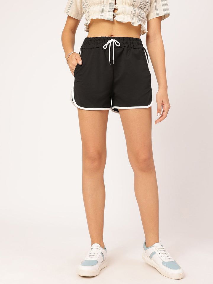 DressBerry Women Preppy Monochrome Laid-Back Shorts