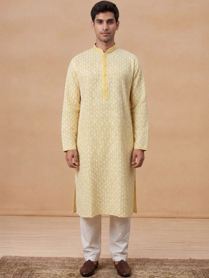 House of Chikankari Men Geometric Printed Kurta