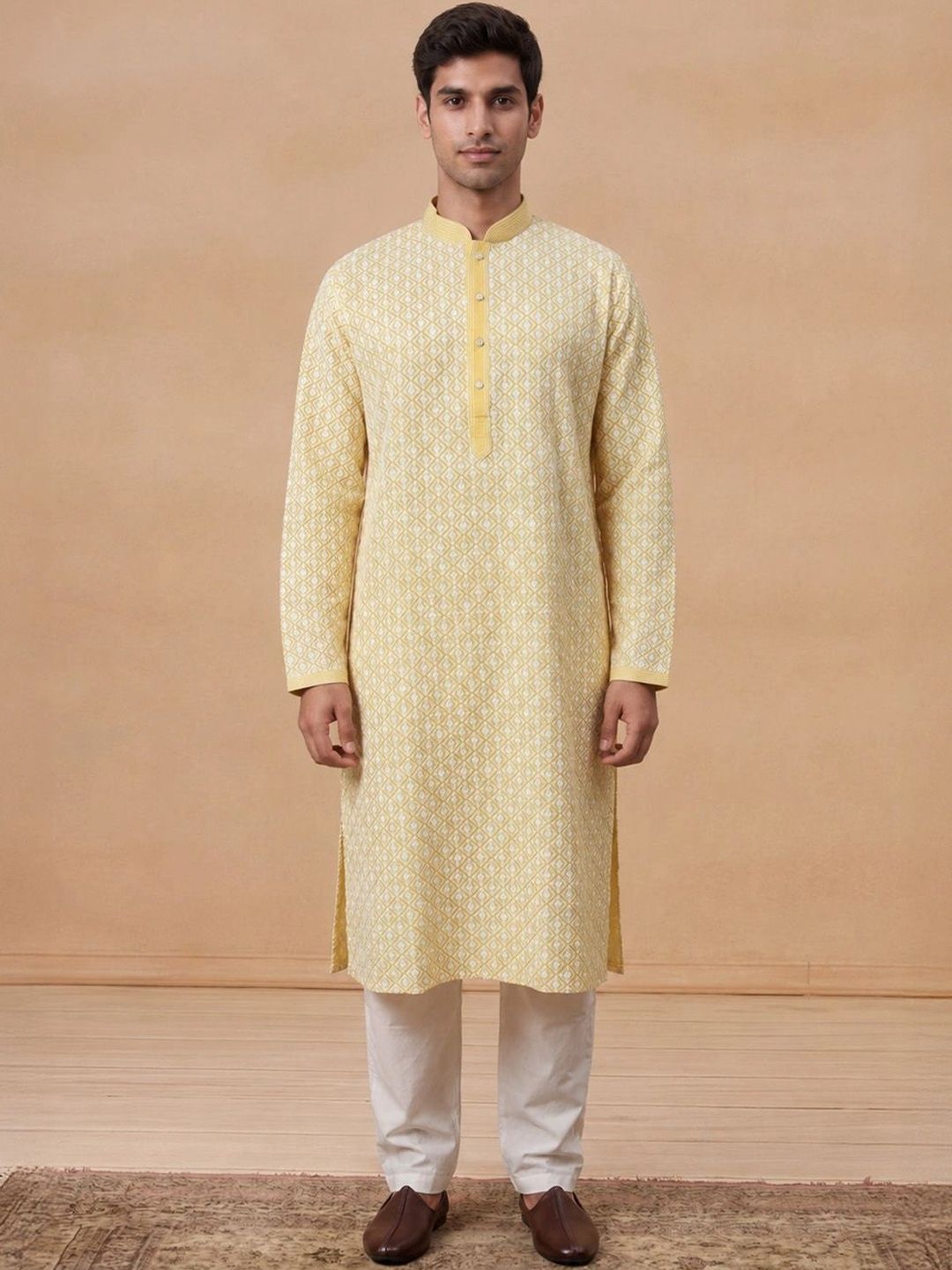 House of Chikankari Men Geometric Printed Kurta