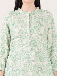 W Mandarin Collar Printed Tunic