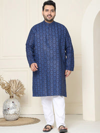 SOJANYA PLUS Ethnic Motifs Band Collar Straight Kurta With Pyjamas