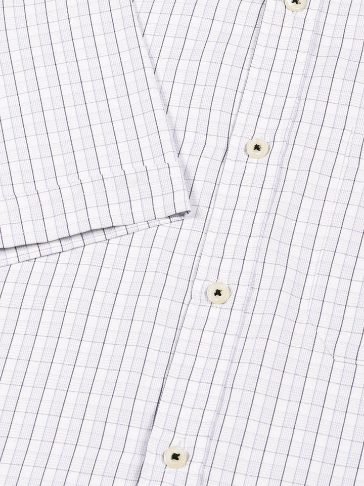 Thomas Scott Men Smart Spread Collar Gingham Checked Cotton Formal Shirt