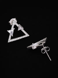 PANASH 925 Sterling Silver Rhodium-Plated Cubic Zirconia-Studded