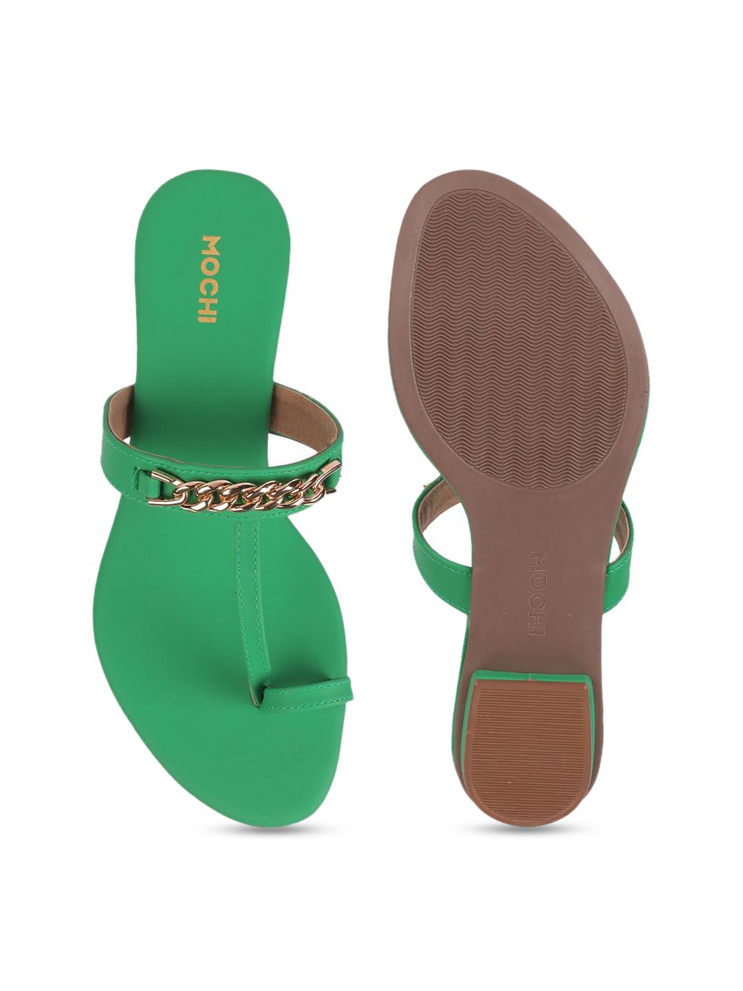 Mochi Women Printed Open Toe Flats