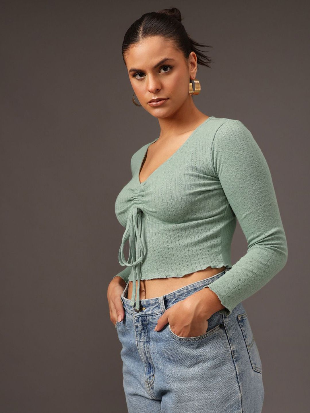 STREET 9 Striped Cotton Crop Top