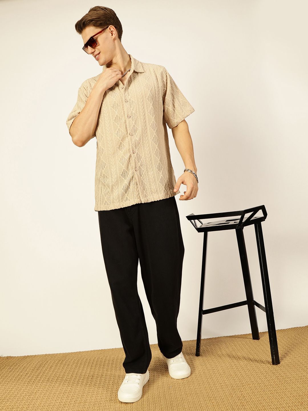 Thomas Scott Men Premium Semi Sheer Casual Shirt
