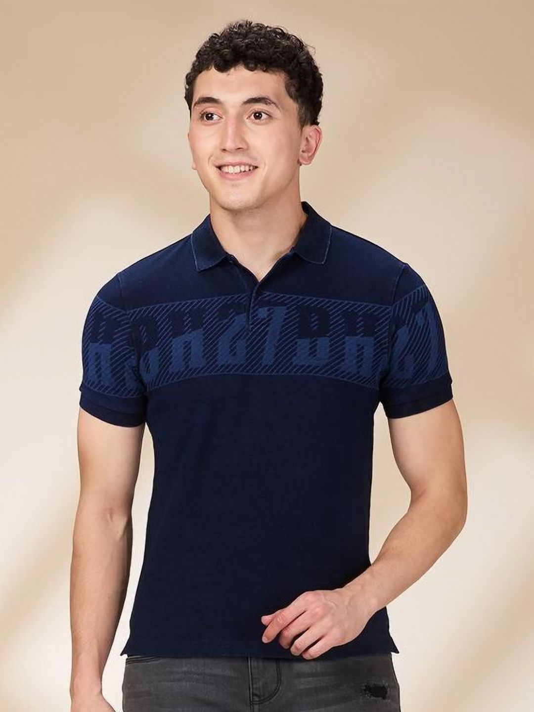 Being Human Men Typography Printed Polo Collar Cotton Slim Fit T-shirt