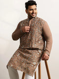 SOJANYA PLUS Men Floral Embroidered Regular Thread Work Kurta with Pyjamas