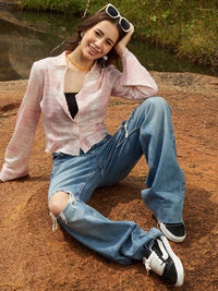 Campus Sutra Women Self Design Tie & Dye Shirt Style Top