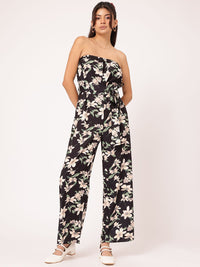 DressBerry Floral Fiesta Printed Strapless Jumpsuit with Belt