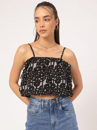 DressBerry Chic & Cheery Abstract Print Crop Blouson Top