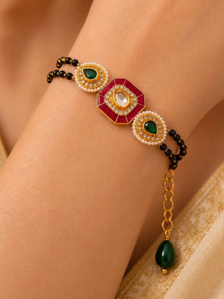 Gelang Multistrand Saduran Emas PANASH Loyang Wanita Enamel