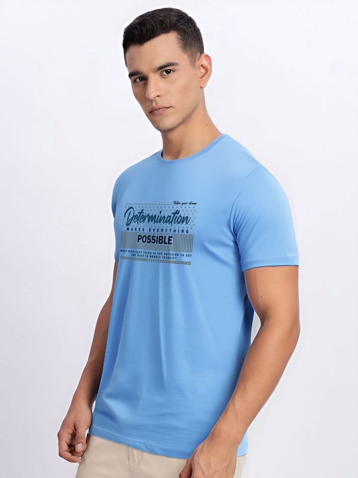 ADRO Typography Printed Round Neck Cotton T-shirt