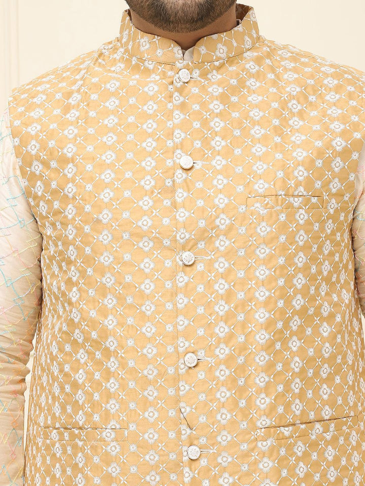 SOJANYA PLUS Jaket Sulam Lelaki Nehru Plus Size