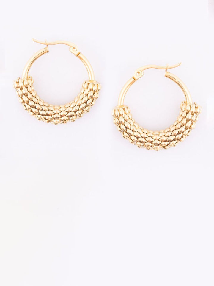 VOGUE PANASH Stainless Steel 18K Gold-Plated Circular Shape Hoop Earrings